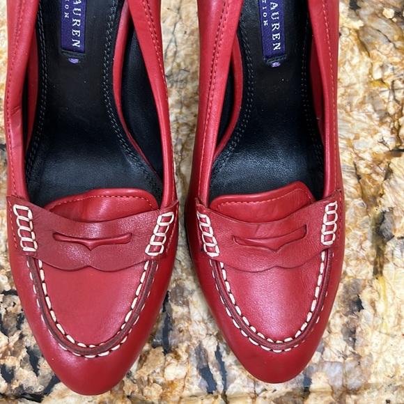 Ralph Lauren purple Label Red Shoes heels. Sz 37, made in Italy - Picture 4 of 9